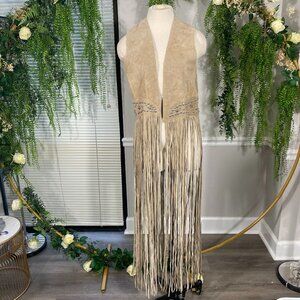 Bohemian Fringe Beige Vest